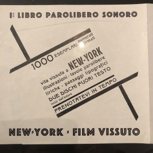 Locandina pubblicitaria di New York - Film vissuto, libro parolibero sonoro